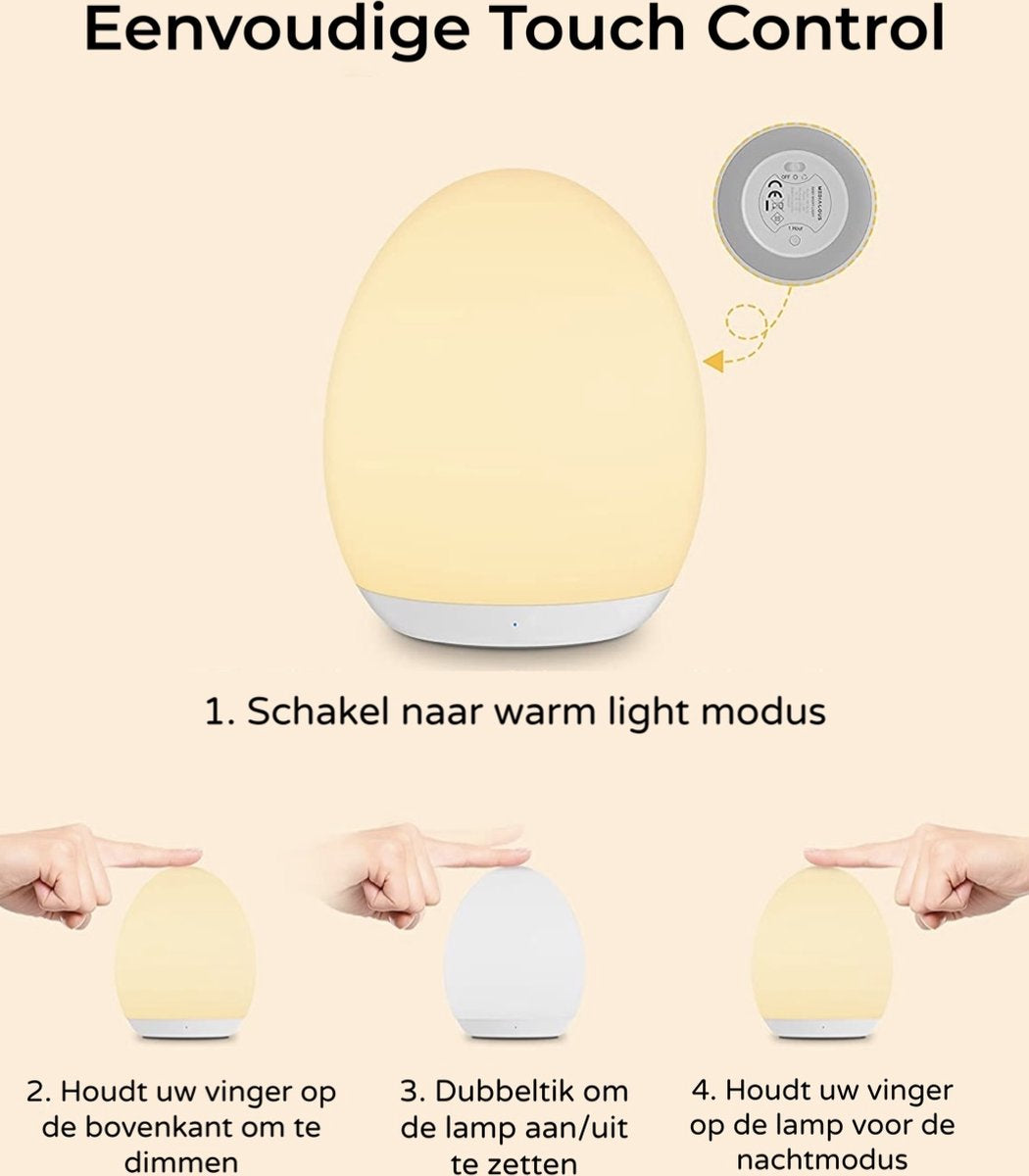 EGG-SNOOZE™ | VEILIG TOUCH LICHT VOOR KINDERKAMER